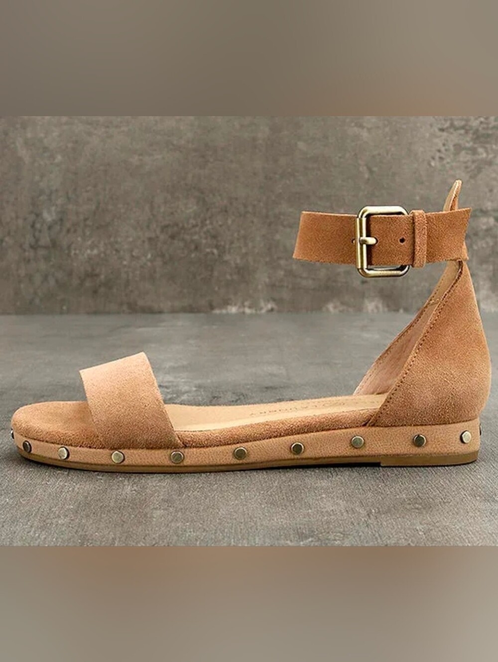 Chinese Laundry Grady Camel Suede Leather Ankle Strap Sandals 7.5